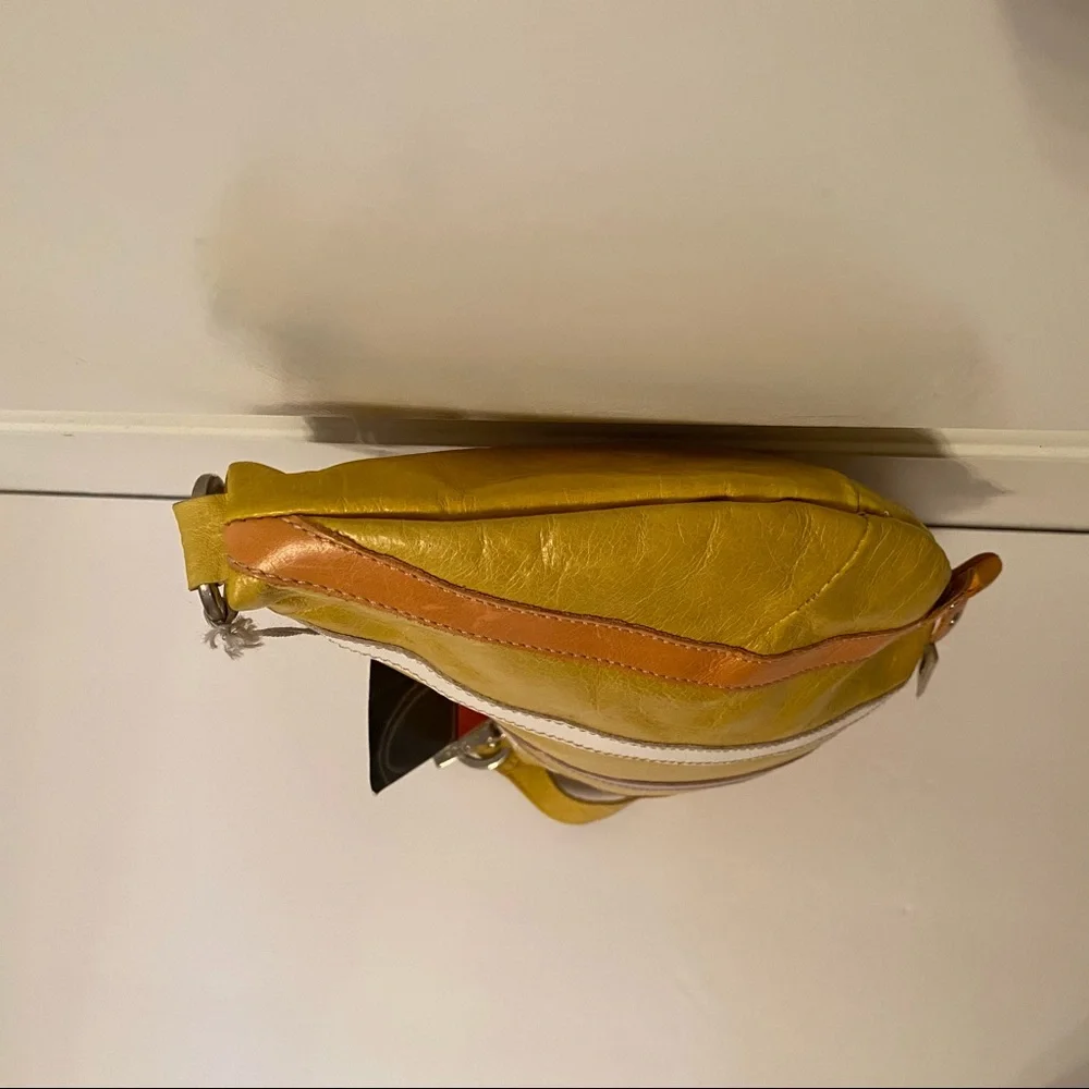 ARCADIA NEW NWT BAG SHOULDER YELLOW LEATHER ITALY ZIP TOP